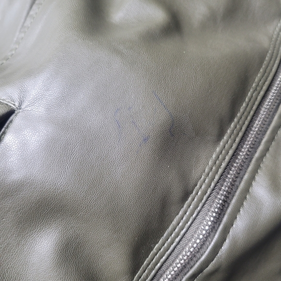 French Connection Moto Green Faux Leather Jacket LARGE - Picture 5 of 6